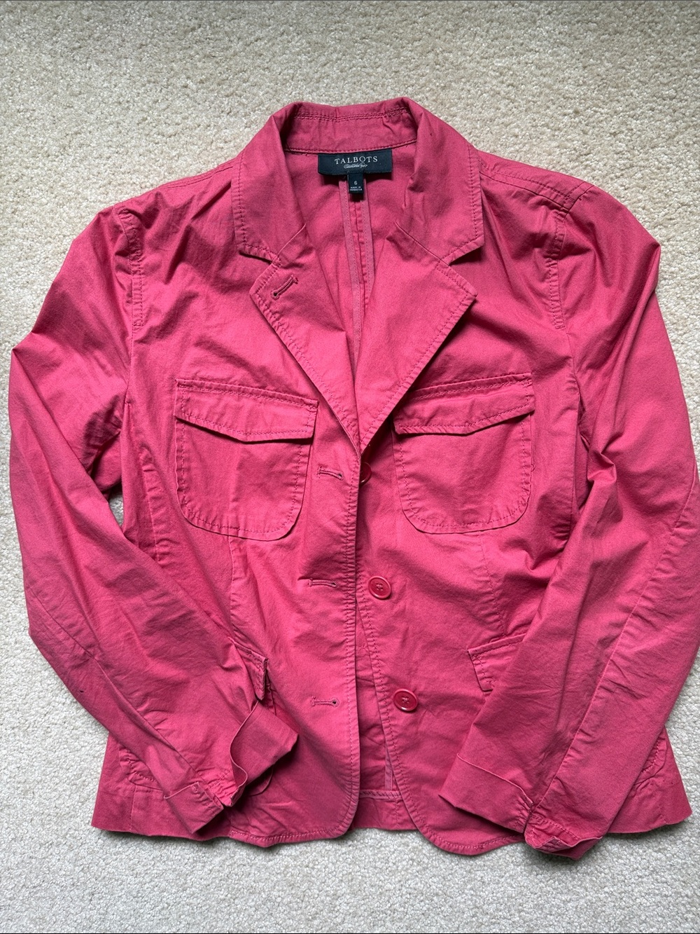 Talbots Red Cotton Blazer Jacket